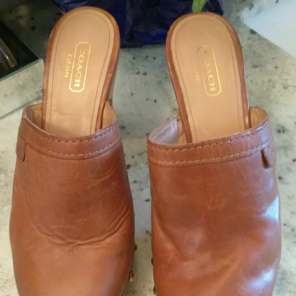 Authentic Coach Leather/ Gold Stud Clogs - Picture 5 of 5